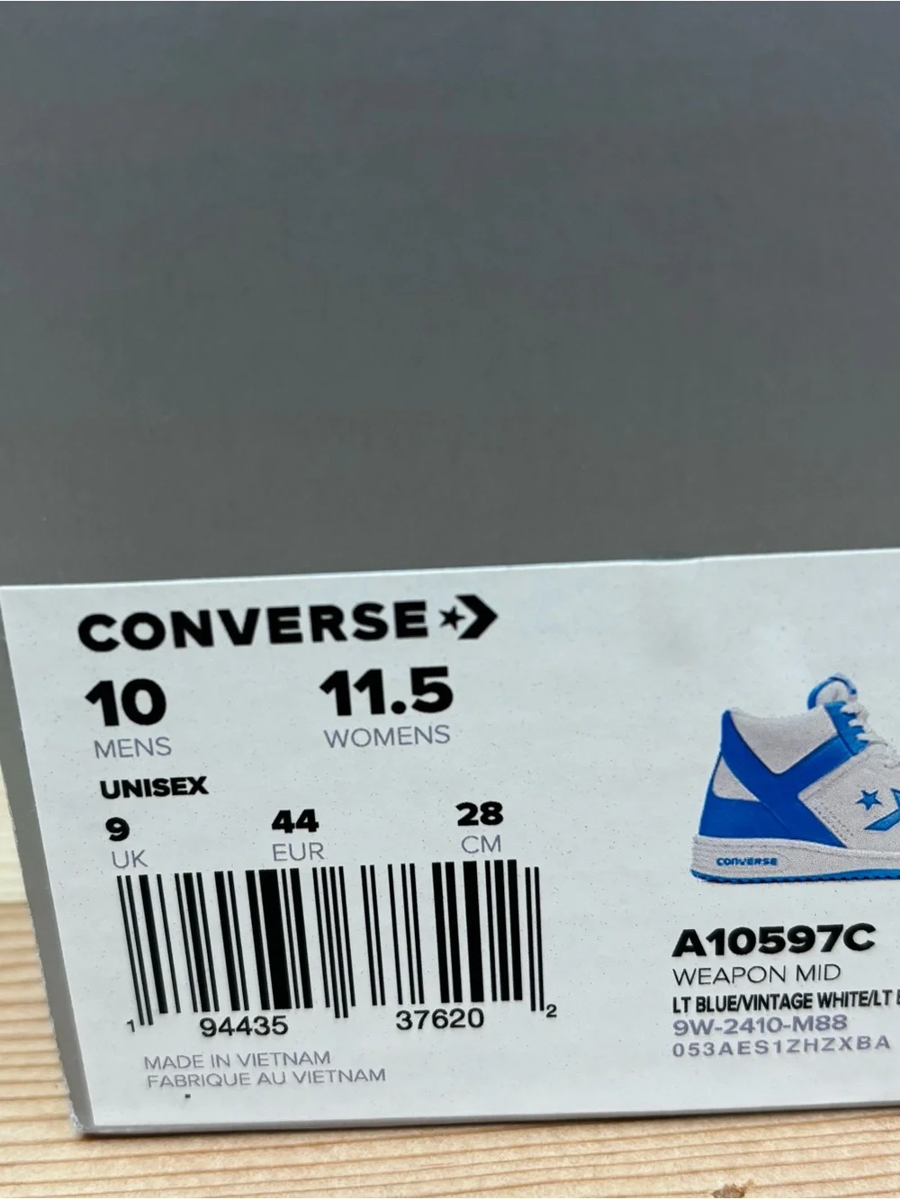 Converse Weapon Mid Light Blue Leather Basketball “UNC” Shoes A10597C Mens 10
